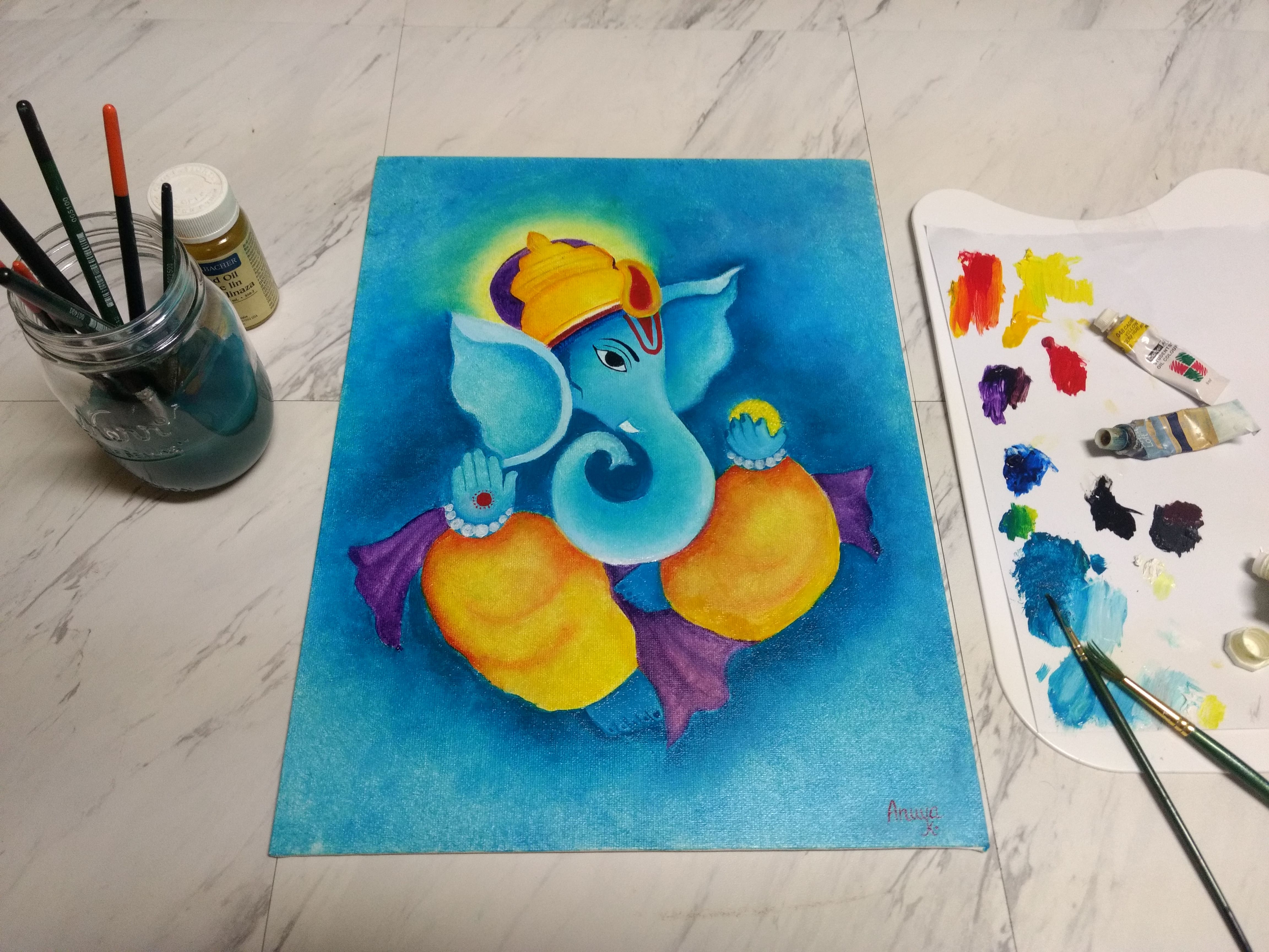 Blue Ganesh Painting